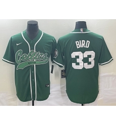Men's Boston Celtics #33 Larry Bird Green With Patch Stitched Baseball Jersey Men's Boston Celtics #33 Larry Bird Green With Patch Stitched Baseball Jersey