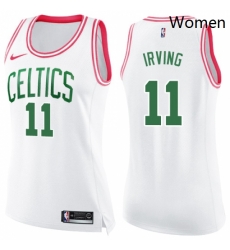 Womens Nike Boston Celtics 11 Kyrie Irving Swingman WhitePink Fashion NBA Jersey Womens Nike Boston Celtics 11 Kyrie Irving Swingman WhitePink Fashion NBA Jersey