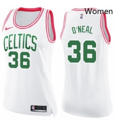 Womens Nike Boston Celtics 36 Shaquille ONeal Swingman WhitePink Fashion NBA Jersey Womens Nike Boston Celtics 36 Shaquille ONeal Swingman WhitePink Fashion NBA Jersey