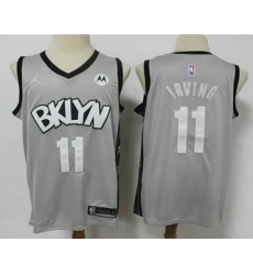 Men Brooklyn Nets 11 Kyrie Irving Light Grey 2021 Brand Jordan Swingman Stitched NBA Jersey With NEW Sponsor Logo Men Brooklyn Nets 11 Kyrie Irving Light Grey 2021 Brand Jordan Swingman Stitched NBA Jersey With NEW Sponsor Logo