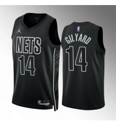 Men Brooklyn Nets 14 Jacob Gilyard Black Statement Edition Stitched Basketball Jersey Men Brooklyn Nets 14 Jacob Gilyard Black Statement Edition Stitched Basketball Jersey