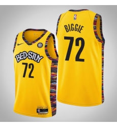 Men Nike 2019-20 Nets Biggie #72 City Jersey Yellow Men Nike 2019-20 Nets Biggie #72 City Jersey Yellow