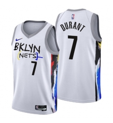 Men's Brooklyn Nets #7 Kevin Durant 2022-23 White City Edition Stitched Basketball Jersey Men's Brooklyn Nets #7 Kevin Durant 2022-23 White City Edition Stitched Basketball Jersey