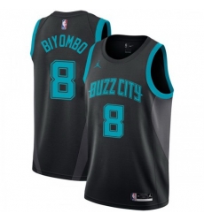 Men Nike Charlotte Hornets 8 Bismack Biyombo Black NBA Jordan Swingman City Edition 2018 19 Jersey Men Nike Charlotte Hornets 8 Bismack Biyombo Black NBA Jordan Swingman City Edition 2018 19 Jersey