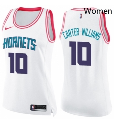 Womens Nike Charlotte Hornets 10 Michael Carter Williams Swingman WhitePink Fashion NBA Jersey Womens Nike Charlotte Hornets 10 Michael Carter Williams Swingman WhitePink Fashion NBA Jersey