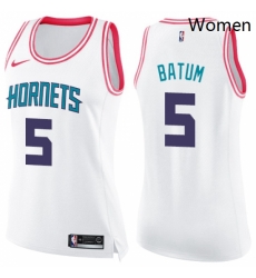Womens Nike Charlotte Hornets 5 Nicolas Batum Swingman WhitePink Fashion NBA Jersey Womens Nike Charlotte Hornets 5 Nicolas Batum Swingman WhitePink Fashion NBA Jersey