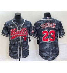 Men Chicago Bulls 23 Michael Jordan Gray Camo Cool Base Stitched Baseball Jersey Men Chicago Bulls 23 Michael Jordan Gray Camo Cool Base Stitched Baseball Jersey