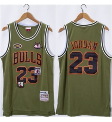 Men Chicago Bulls 23 Michael Jordan Olive Salute Stitched Basketball Jersey Men Chicago Bulls 23 Michael Jordan Olive Salute Stitched Basketball Jersey