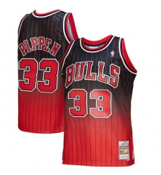Men Chicago Bulls 33 Scottie Pippen Red Balck Mitchell Ness Throwback Stitched Jersey Men Chicago Bulls 33 Scottie Pippen Red Balck Mitchell Ness Throwback Stitched Jersey