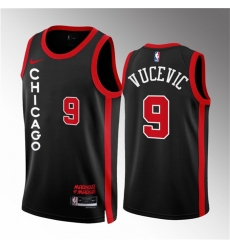 Men Chicago Bulls 9 Nikola Vucevic Black 2023 24 City Edition Stitched Basketball Jersey Men Chicago Bulls 9 Nikola Vucevic Black 2023 24 City Edition Stitched Basketball Jersey