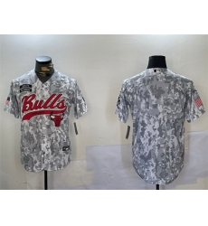 Men Chicago Bulls Blank 2024 Arctic Camo Salute To Service Stitched Baseball Jersey Men Chicago Bulls Blank 2024 Arctic Camo Salute To Service Stitched Baseball Jersey