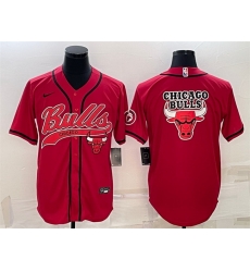 Men Chicago Bulls Red Team Big Logo Cool Base Stitched Baseball Jersey Men Chicago Bulls Red Team Big Logo Cool Base Stitched Baseball Jersey