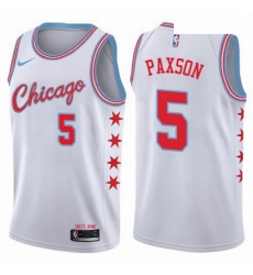 Mens Nike Chicago Bulls 5 John Paxson Authentic White NBA Jersey City Edition Mens Nike Chicago Bulls 5 John Paxson Authentic White NBA Jersey City Edition