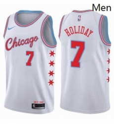 Mens Nike Chicago Bulls 7 Justin Holiday Swingman White NBA Jersey City Edition Mens Nike Chicago Bulls 7 Justin Holiday Swingman White NBA Jersey City Edition