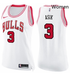 Womens Nike Chicago Bulls 3 Omer Asik Swingman WhitePink Fashion NBA Jersey Womens Nike Chicago Bulls 3 Omer Asik Swingman WhitePink Fashion NBA Jersey