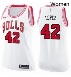 Womens Nike Chicago Bulls 42 Robin Lopez Swingman WhitePink Fashion NBA Jersey Womens Nike Chicago Bulls 42 Robin Lopez Swingman WhitePink Fashion NBA Jersey