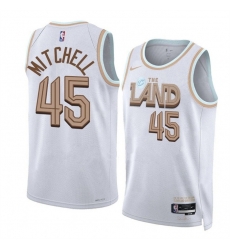 Men Cleveland Cavaliers 45 Donovan Mitchell White 2022 23 City Edition Stitched Jersey Men Cleveland Cavaliers 45 Donovan Mitchell White 2022 23 City Edition Stitched Jersey