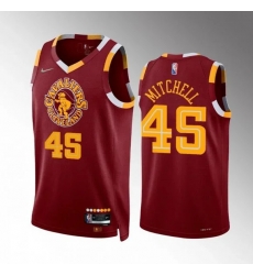 Men Cleveland Cavaliers 45 Donovan Mitchell Wine Red 2021 2022 75th Anniversary City Edition Swingman Stitched Jersey Men Cleveland Cavaliers 45 Donovan Mitchell Wine Red 2021 2022 75th Anniversary City Edition Swingman Stitched Jersey