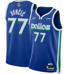Men Dallas Mavericks 77 Luka Doncic Blue 2024 Finals City Edition Stitched Basketball Jersey Men Dallas Mavericks 77 Luka Doncic Blue 2024 Finals City Edition Stitched Basketball Jersey