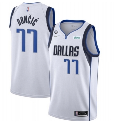 Men Dallas Mavericks 77 Luka Doncic White No 6 Patch Stitched Jersey Men Dallas Mavericks 77 Luka Doncic White No 6 Patch Stitched Jersey