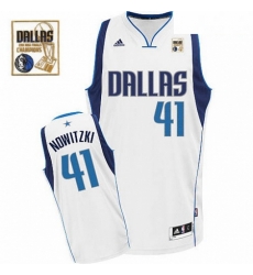 Mens Adidas Dallas Mavericks 41 Dirk Nowitzki Swingman White Home Champions Patch NBA Jersey Mens Adidas Dallas Mavericks 41 Dirk Nowitzki Swingman White Home Champions Patch NBA Jersey