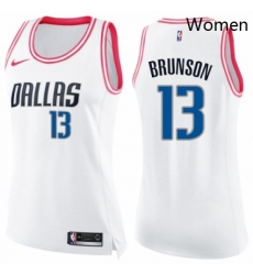Womens Nike Dallas Mavericks 13 Jalen Brunson Swingman WhitePink Fashion NBA Jersey Womens Nike Dallas Mavericks 13 Jalen Brunson Swingman WhitePink Fashion NBA Jersey