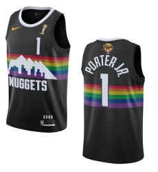 Men Denver Nuggets 1 Michael Porter Jr Black 2023 Finals Champions City Edition Stitched Basketball Jersey Men Denver Nuggets 1 Michael Porter Jr Black 2023 Finals Champions City Edition Stitched Basketball Jersey