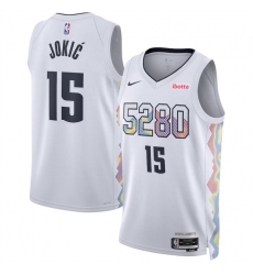 Men Denver Nuggets 15 Nikola Joki u0107 White 2024 25 City Edition Stitched Basketball Jersey Men Denver Nuggets 15 Nikola Joki u0107 White 2024 25 City Edition Stitched Basketball Jersey