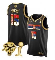 Men Denver Nuggets 15 Nikola Jokic 2023 Black Gold Serbia Flag Finals Champions With NO 6 Patch Stitched Basketball Jersey Men Denver Nuggets 15 Nikola Jokic 2023 Black Gold Serbia Flag Finals Champions With NO 6 Patch Stitched Basketball Jersey
