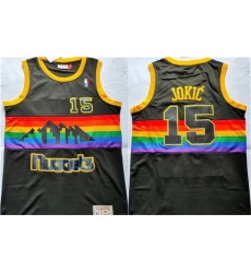 Men Denver Nuggets 15 Nikola Jokic Black Throwback Stitched Jersey Men Denver Nuggets 15 Nikola Jokic Black Throwback Stitched Jersey
