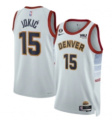 Men Denver Nuggets 15 Nikola Jokic Grey 2022 23 City Edition Stitched Jersey Men Denver Nuggets 15 Nikola Jokic Grey 2022 23 City Edition Stitched Jersey