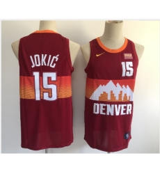 Men Denver Nuggets 15 Nikola Jokic Red 2021 City Edition NBA Swingman Jersey With The Sponsor Logo Men Denver Nuggets 15 Nikola Jokic Red 2021 City Edition NBA Swingman Jersey With The Sponsor Logo