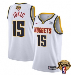 Men Denver Nuggets 15 Nikola Jokic White 2023 Finals Association Edition Stitched Basketball Jersey Men Denver Nuggets 15 Nikola Jokic White 2023 Finals Association Edition Stitched Basketball Jersey