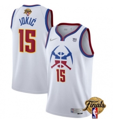 Men Denver Nuggets 15 Nikola Jokic White 2023 Finals Earned Edition Stitched Basketball Jersey Men Denver Nuggets 15 Nikola Jokic White 2023 Finals Earned Edition Stitched Basketball Jersey