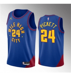 Men Denver Nuggets 24 Jalen Pickett Blue 2023 Draft Statement Edition Stitched Basketball Jersey Men Denver Nuggets 24 Jalen Pickett Blue 2023 Draft Statement Edition Stitched Basketball Jersey