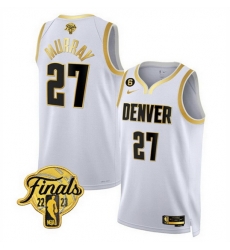 Men Denver Nuggets 27 Jamal Murray White Gold Edition 2023 Finals Collection With NO 6 Patch Stitched Basketball Jersey Men Denver Nuggets 27 Jamal Murray White Gold Edition 2023 Finals Collection With NO 6 Patch Stitched Basketball Jersey