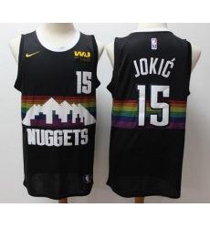 Men Nuggets 15 Nikola Jokic Black City Edition Jersey Men Nuggets 15 Nikola Jokic Black City Edition Jersey