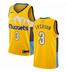 Youth Nike Denver Nuggets 3 Allen Iverson Authentic Gold Alternate NBA Jersey Statement Edition Youth Nike Denver Nuggets 3 Allen Iverson Authentic Gold Alternate NBA Jersey Statement Edition