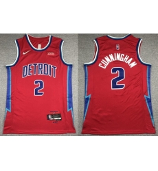 Men Detroit Pistons #2 Cade Cunningham Red 2021 75th Anniversary City Edition Player Jersey Men Detroit Pistons #2 Cade Cunningham Red 2021 75th Anniversary City Edition Player Jersey