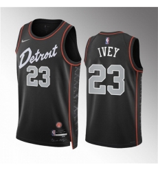 Men Detroit Pistons 23 Jaden Ivey Black 2023 24 City Edition Stitched Basketball Jersey Men Detroit Pistons 23 Jaden Ivey Black 2023 24 City Edition Stitched Basketball Jersey