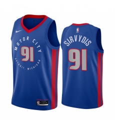 Men Nike Detroit Pistons 91 Deividas Sirvydis Blue NBA Swingman 2020 21 City Edition Jersey Men Nike Detroit Pistons 91 Deividas Sirvydis Blue NBA Swingman 2020 21 City Edition Jersey
