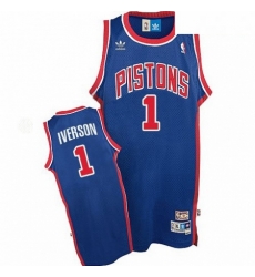 Mens Adidas Detroit Pistons 1 Allen Iverson Authentic Blue Throwback NBA Jersey Mens Adidas Detroit Pistons 1 Allen Iverson Authentic Blue Throwback NBA Jersey