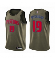 Mens Detroit Pistons 19 Sviatoslav Mykhailiuk Swingman Green Salute to Service Basketball Jersey Mens Detroit Pistons 19 Sviatoslav Mykhailiuk Swingman Green Salute to Service Basketball Jersey