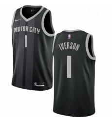 Mens Nike Detroit Pistons 1 Allen Iverson Swingman Black NBA Jersey City Edition Mens Nike Detroit Pistons 1 Allen Iverson Swingman Black NBA Jersey City Edition