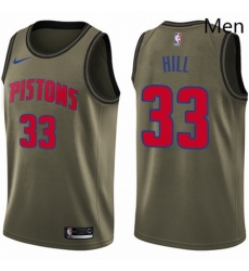 Mens Nike Detroit Pistons 33 Grant Hill Swingman Green Salute to Service NBA Jersey Mens Nike Detroit Pistons 33 Grant Hill Swingman Green Salute to Service NBA Jersey