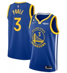 Men Golden State Warriors 3 Jordan Poole Royal With No 6 Patch Stitched Jersey Men Golden State Warriors 3 Jordan Poole Royal With No 6 Patch Stitched Jersey
