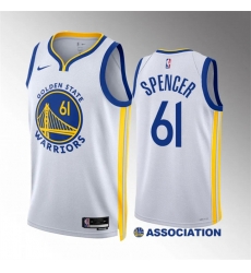 Men Golden State Warriors 61 Pat Spencer White Association Edition Stitched Basketball Jersey Men Golden State Warriors 61 Pat Spencer White Association Edition Stitched Basketball Jersey