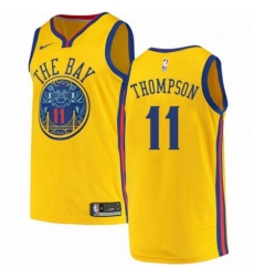 Mens Nike Golden State Warriors 11 Klay Thompson Authentic Gold NBA Jersey City Edition Mens Nike Golden State Warriors 11 Klay Thompson Authentic Gold NBA Jersey City Edition