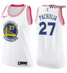 Womens Nike Golden State Warriors 27 Zaza Pachulia Swingman WhitePink Fashion NBA Jersey Womens Nike Golden State Warriors 27 Zaza Pachulia Swingman WhitePink Fashion NBA Jersey