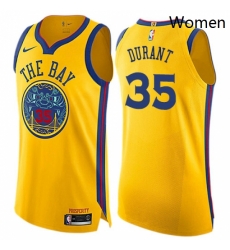 Womens Nike Golden State Warriors 35 Kevin Durant Swingman Gold NBA Jersey City Edition Womens Nike Golden State Warriors 35 Kevin Durant Swingman Gold NBA Jersey City Edition